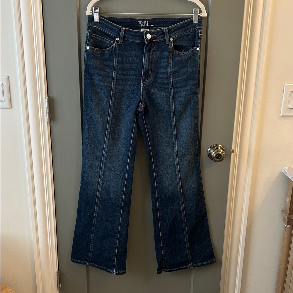 Time and Tru Dark Blue Flare Jeans Women’s Size 12 petite